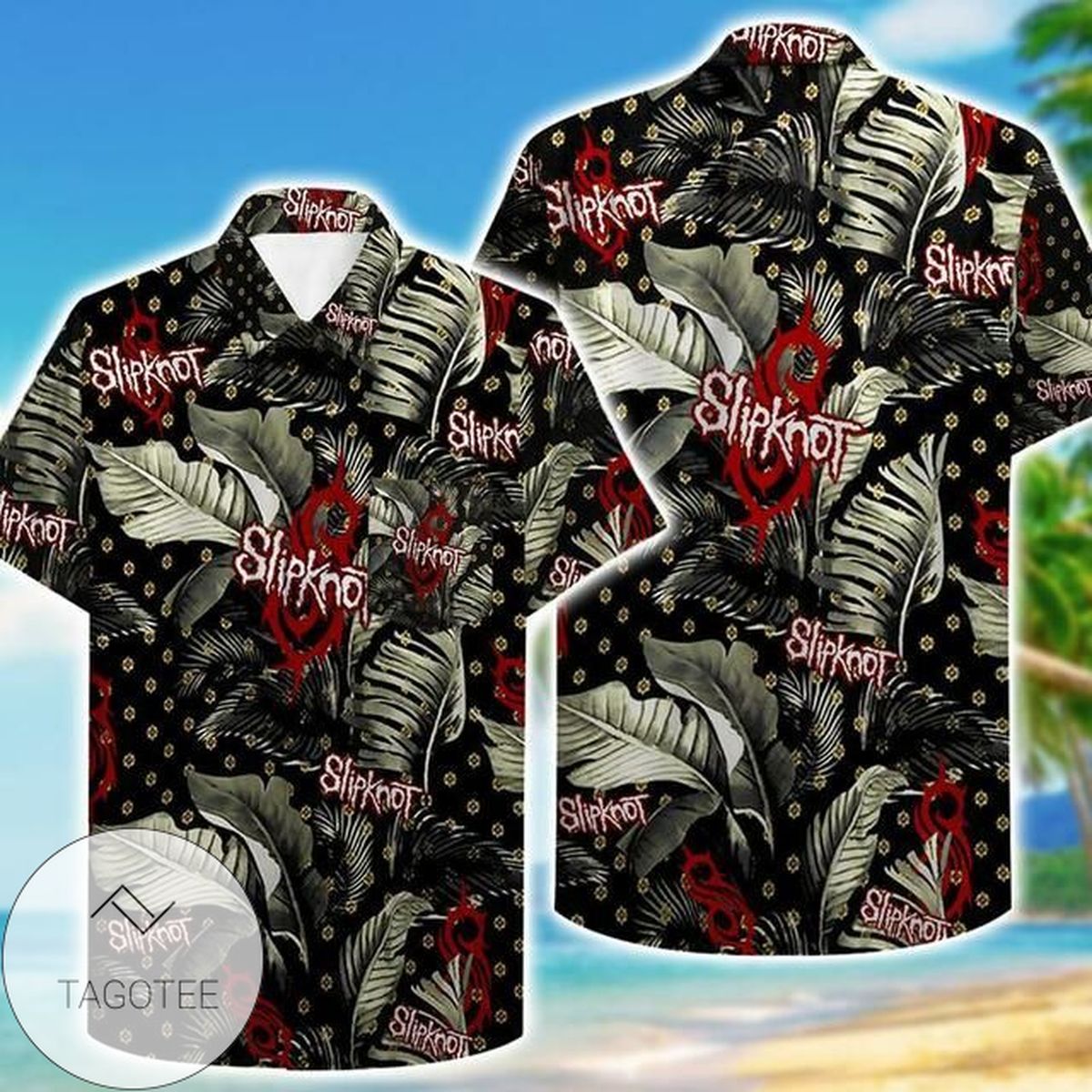 Slipknot Music Band Hawaiian Graphic Print Short Sleeve Hawaiian Casual Shirt