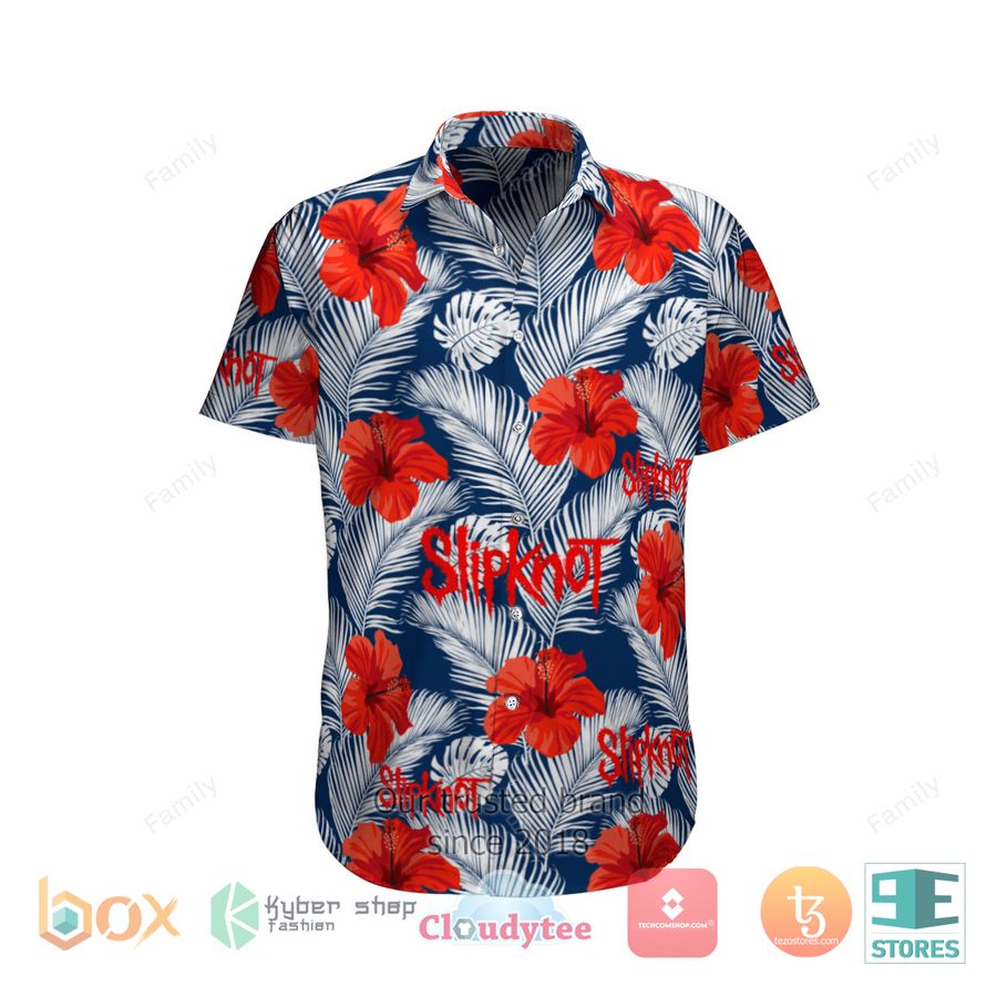 Slipknot Hibiscus Blue Hawaiian Shirt