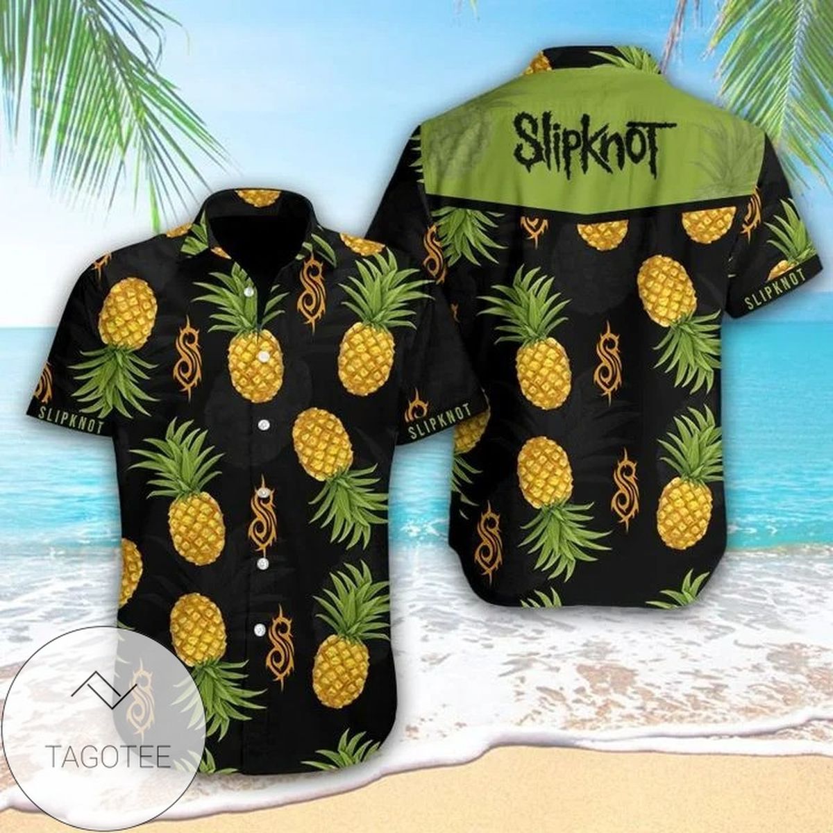 Slipknot Music Band Hawaiian Graphic Print Short Sleeve Hawaiian Casual Shirt