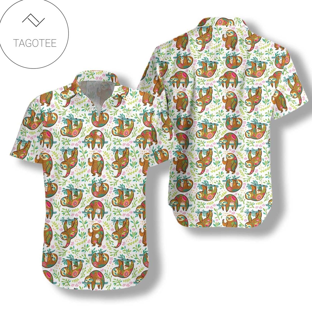 Sloth Hate Mornings And People Tropical Hawaiian Aloha Shirts