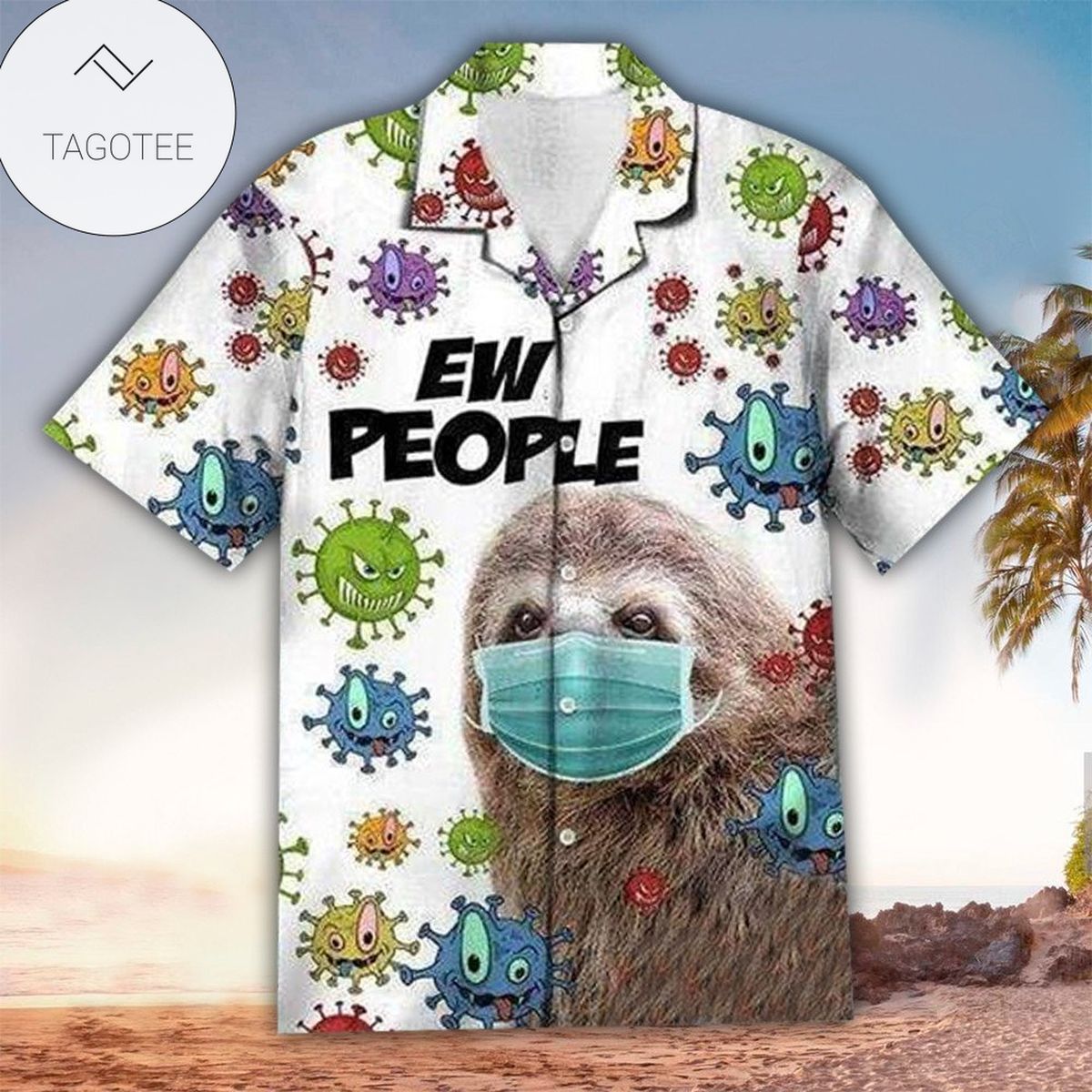 Sloth Hawaiian III Graphic Print Short Sleeve Hawaiian Casual Shirt