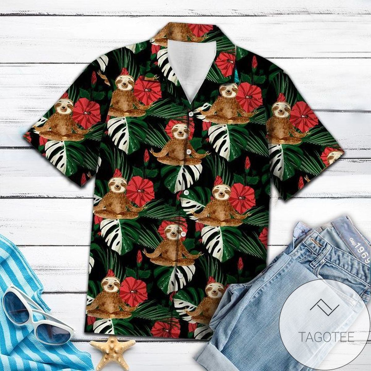 Sloth Hibiscus Flower Hawaiian Shirt Summer Button Up Shirt For Men Latest Shirt 2020