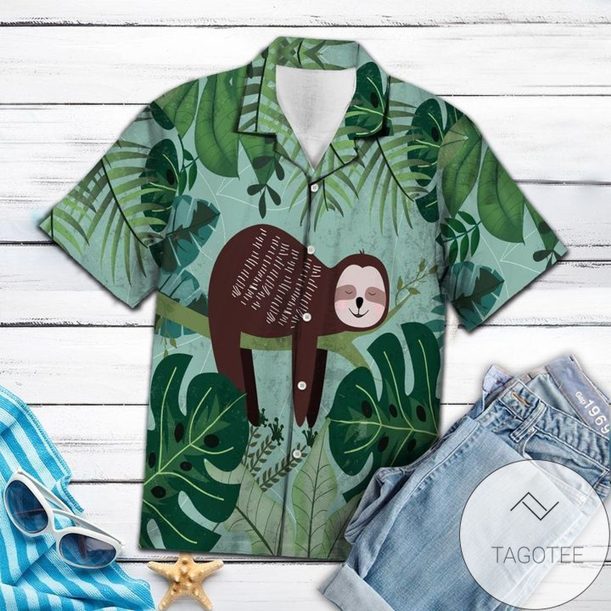 Sloth Makes Me Happy Tropical Authentic Hawaiian Shirt 2022s