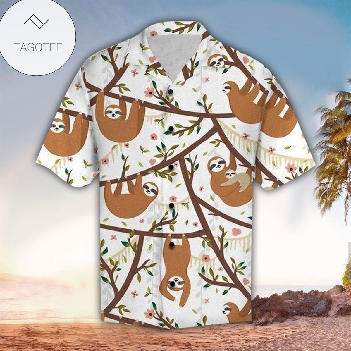 Sloth Surfing Summer Vibe Tropical Hawaiian Aloha Shirts