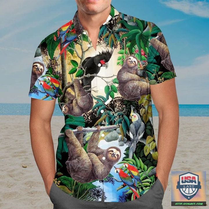 Sloth With Fruits Tropical Hawaiian Shirt