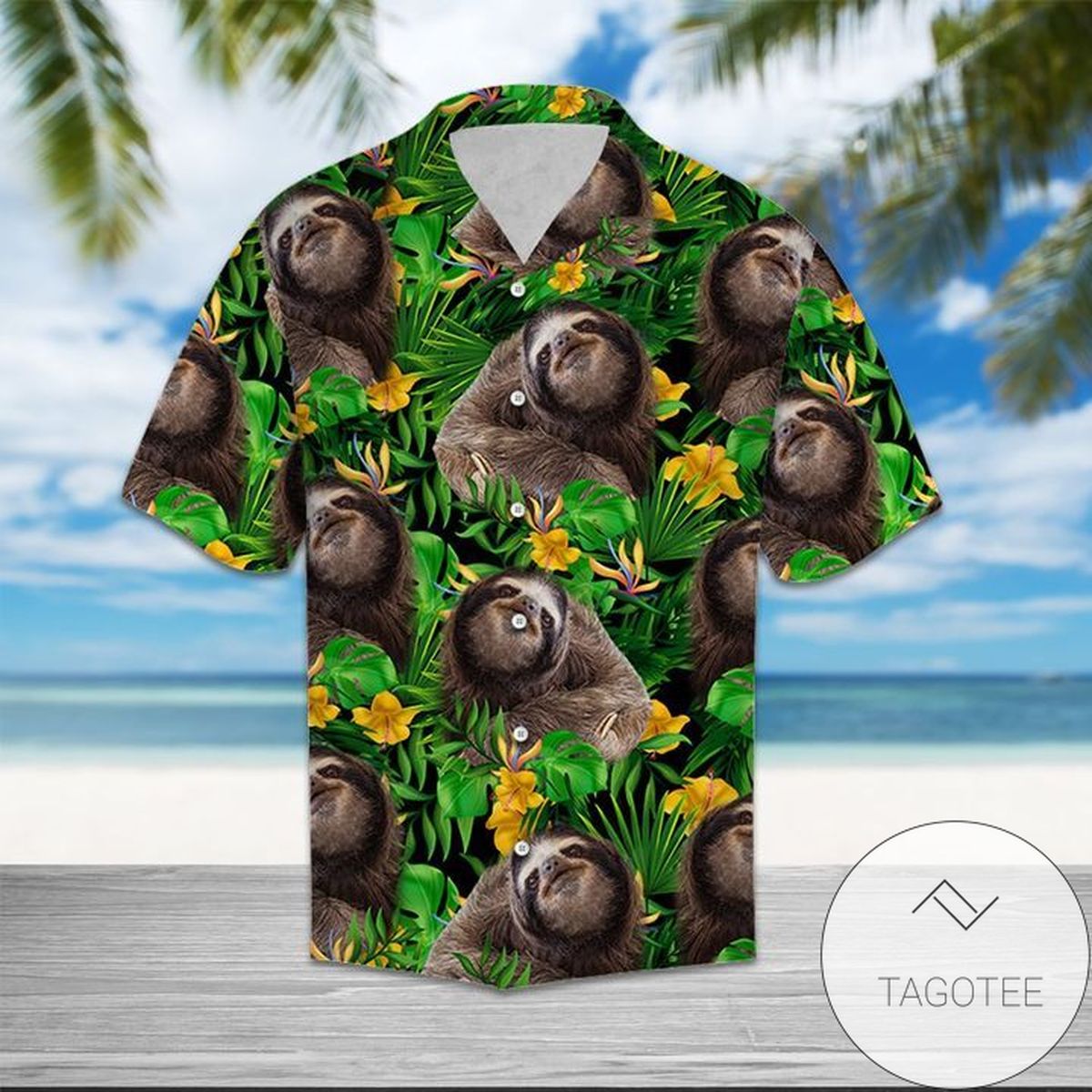 Sloth Surfing Summer Vibe Tropical Hawaiian Aloha Shirts