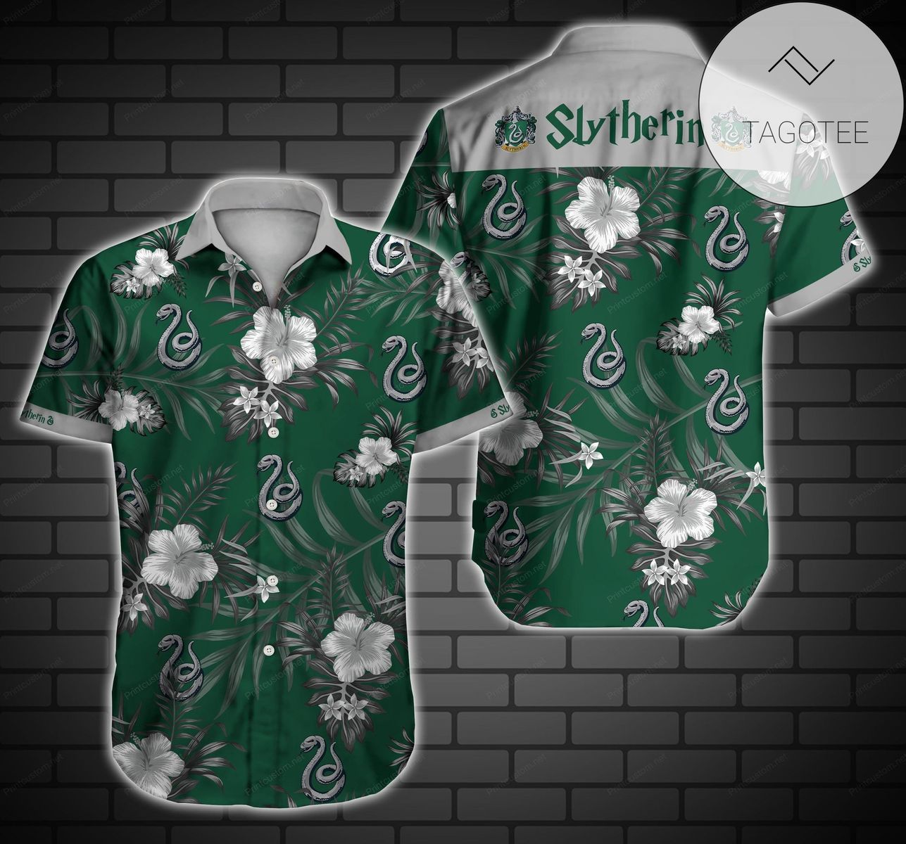 Slytherin Harry Potter Logo Authentic Hawaiian Shirt 2022 Summer Button Up Shirt For Men Beach Wear Short Sleeve Authentic Hawaiian Shirt 2022