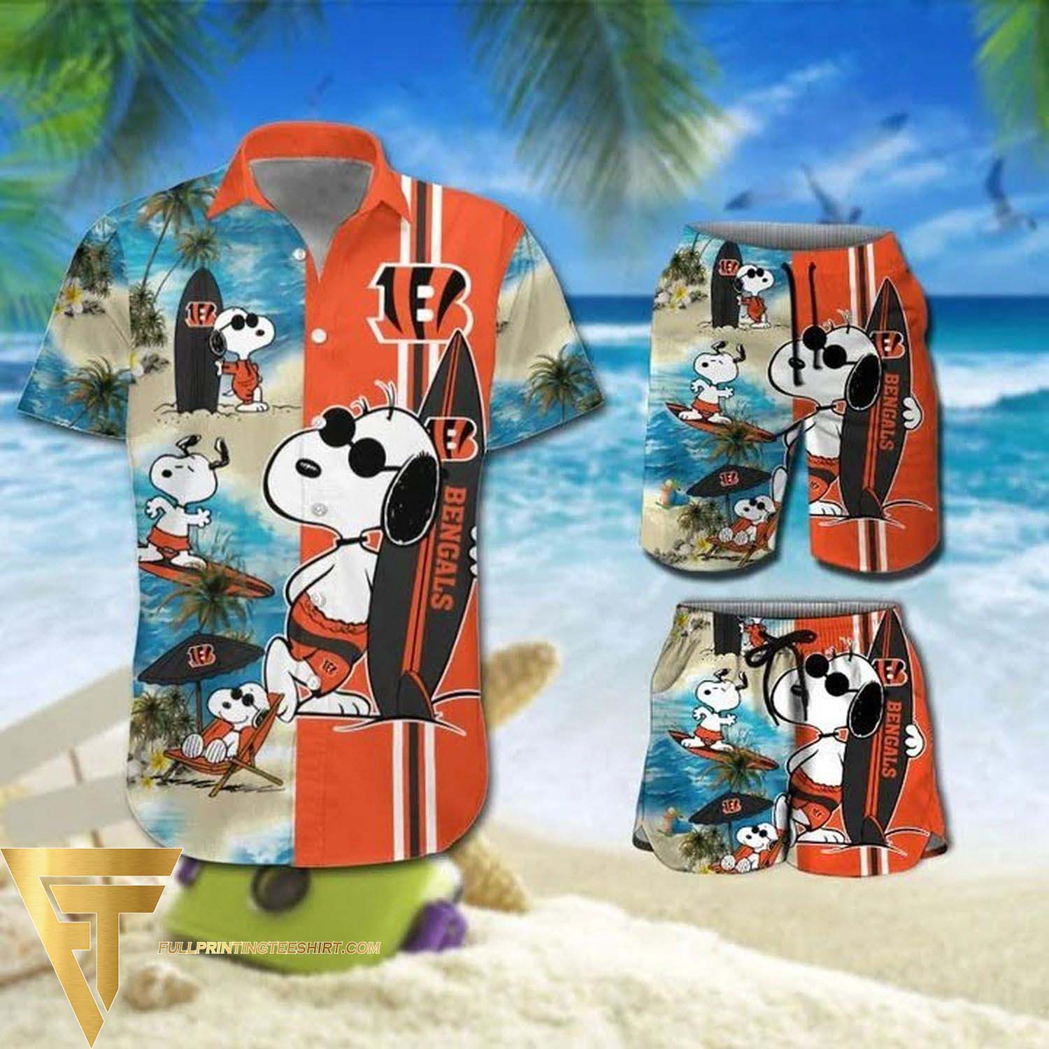 Snoopy And Detroit Lions Hawaiian Shirt And Beach Shorts