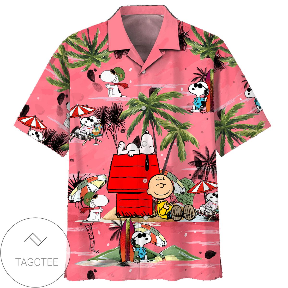 Snoopy And Friends Brown Skin Beach Cartoon Peanuts For men And Women Graphic Print Short Sleeve Hawaiian Casual Shirt