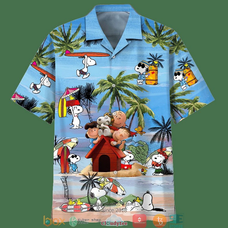 Snoopy And Friends Brown Skin Beach Cartoon Peanuts Short Sleeve Hawaiian shirt