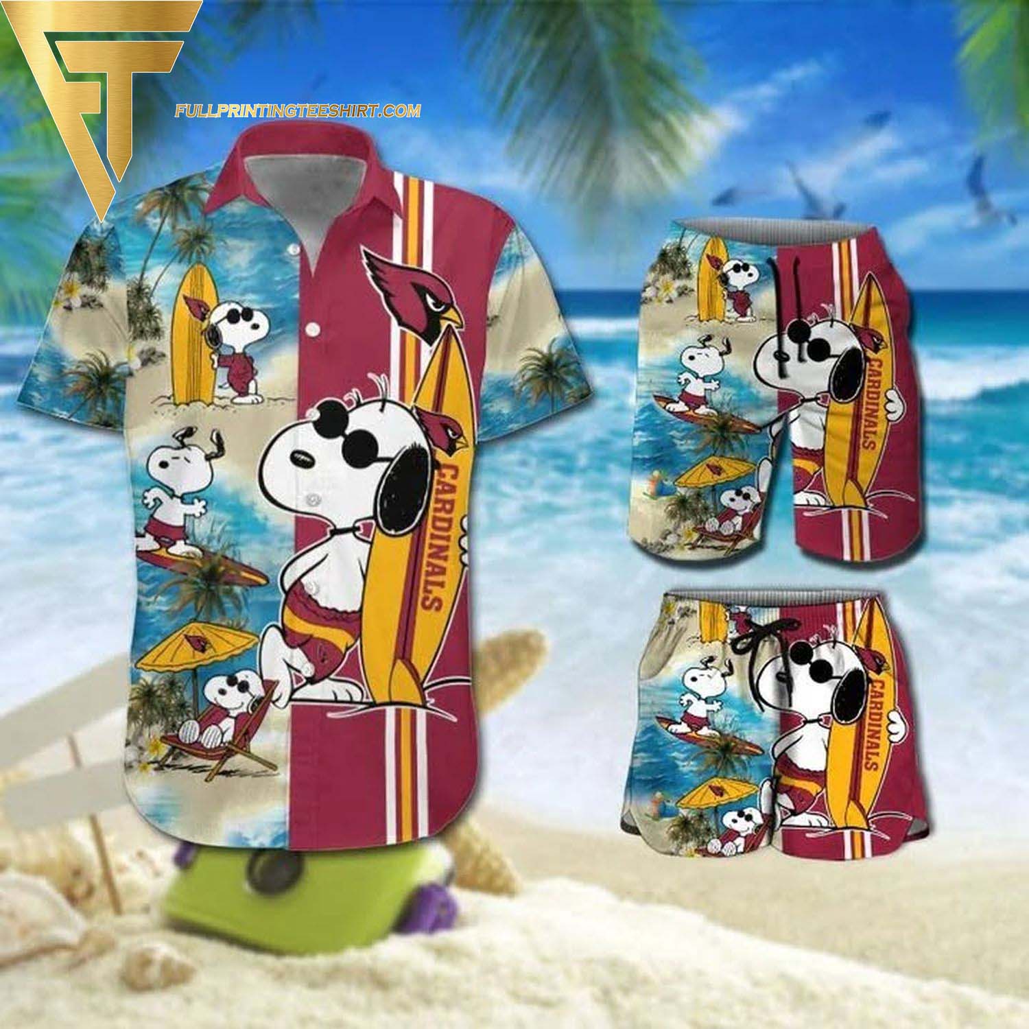 Snoopy And St Louis Cardinals Hawaiian Shirt And Beach Shorts