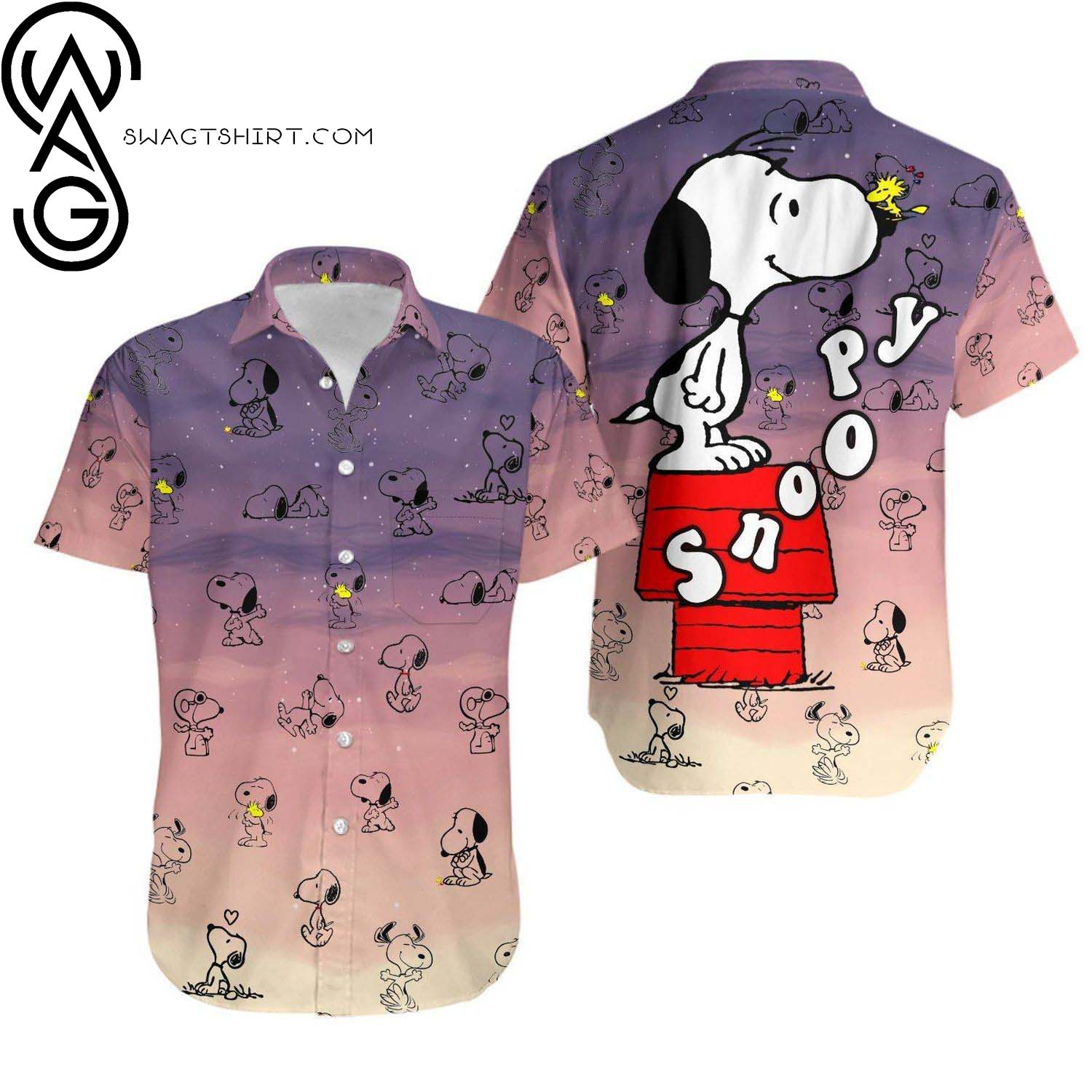 Snoopy Tropical Floral Pattern Full Printing Hawaiian Shirt