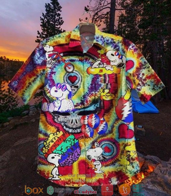 Snoopy Surfing Summe Cartoon Peanuts Short Sleeve Hawaiian Shirt