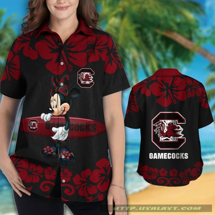 South Carolina Gamecocks Hibiscus Hawaiian Shirt Beach Short