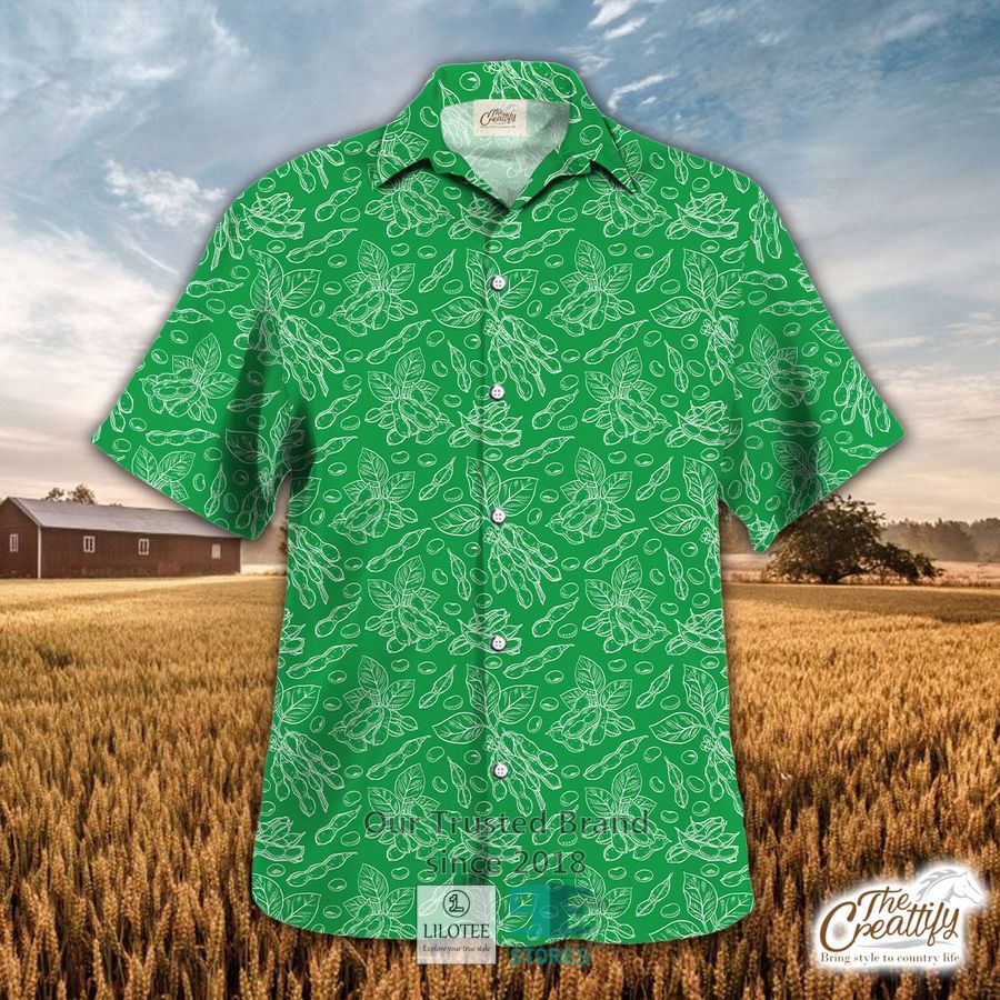 Soybean Pattern On White Background Hawaiian Shirt