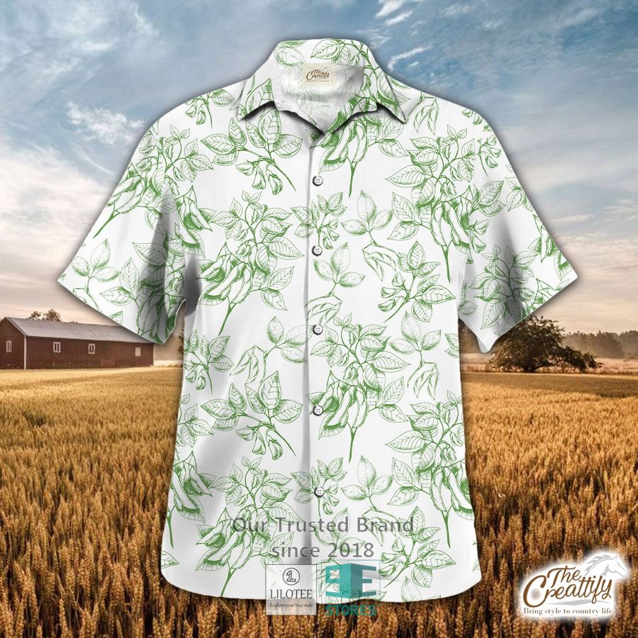 Soybean Pattern Green Hawaiian Shirt