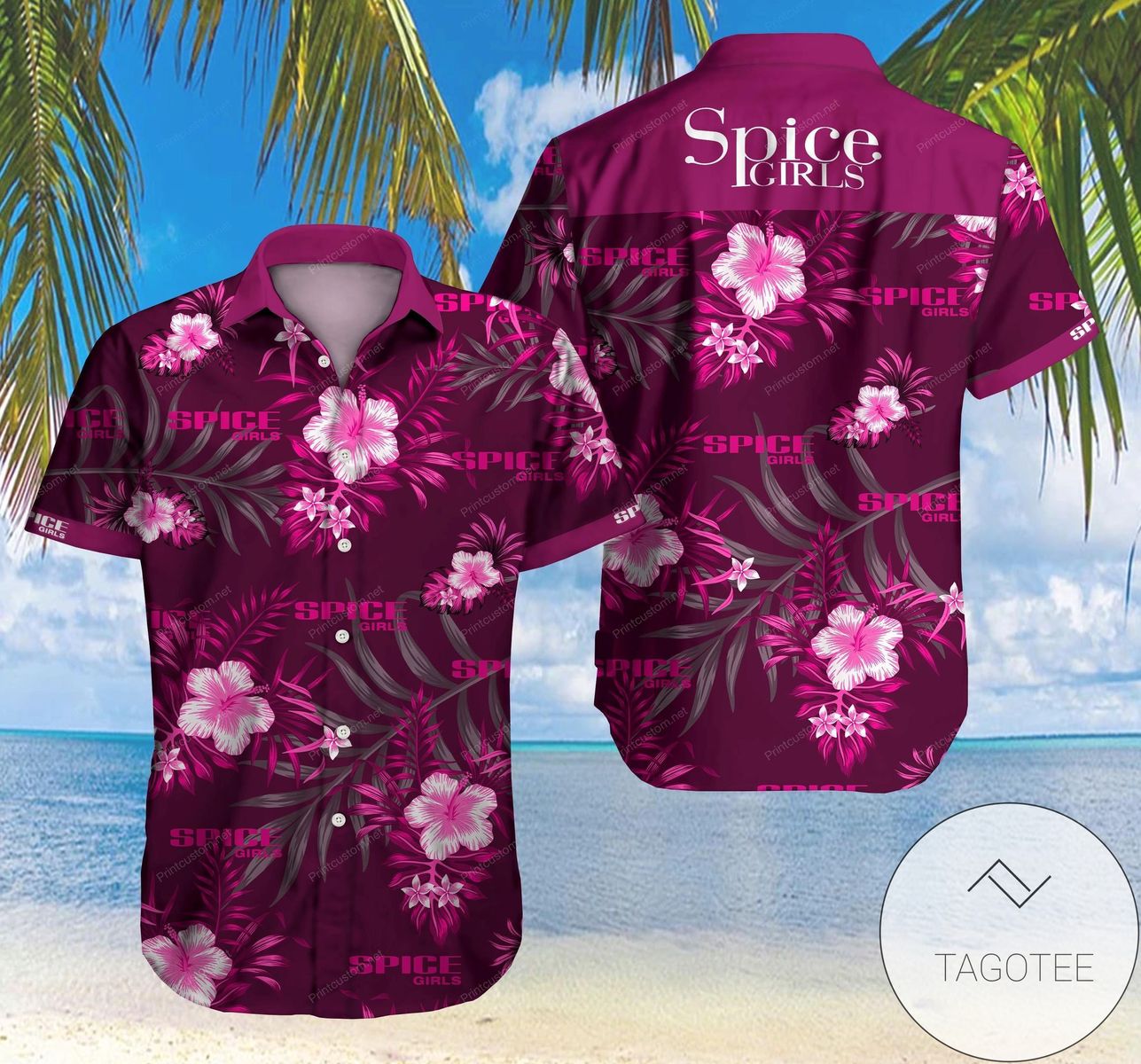 Spice Girl Hawaiian Graphic Print Short Sleeve Hawaiian Casual Shirt