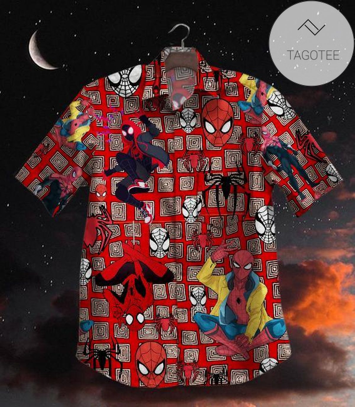 Spider Mens Hawaiian Shirt Spider Button Up Shirt