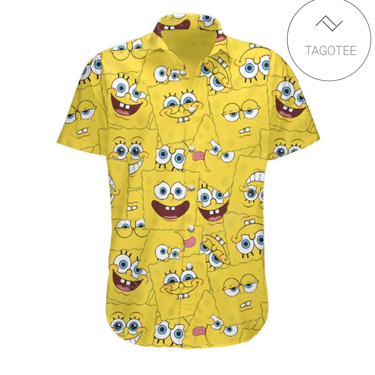 Spongebob Hawaiian Shirt Spongebob Squarepants Faces Pattern Yellow Hawaii Aloha Shirt