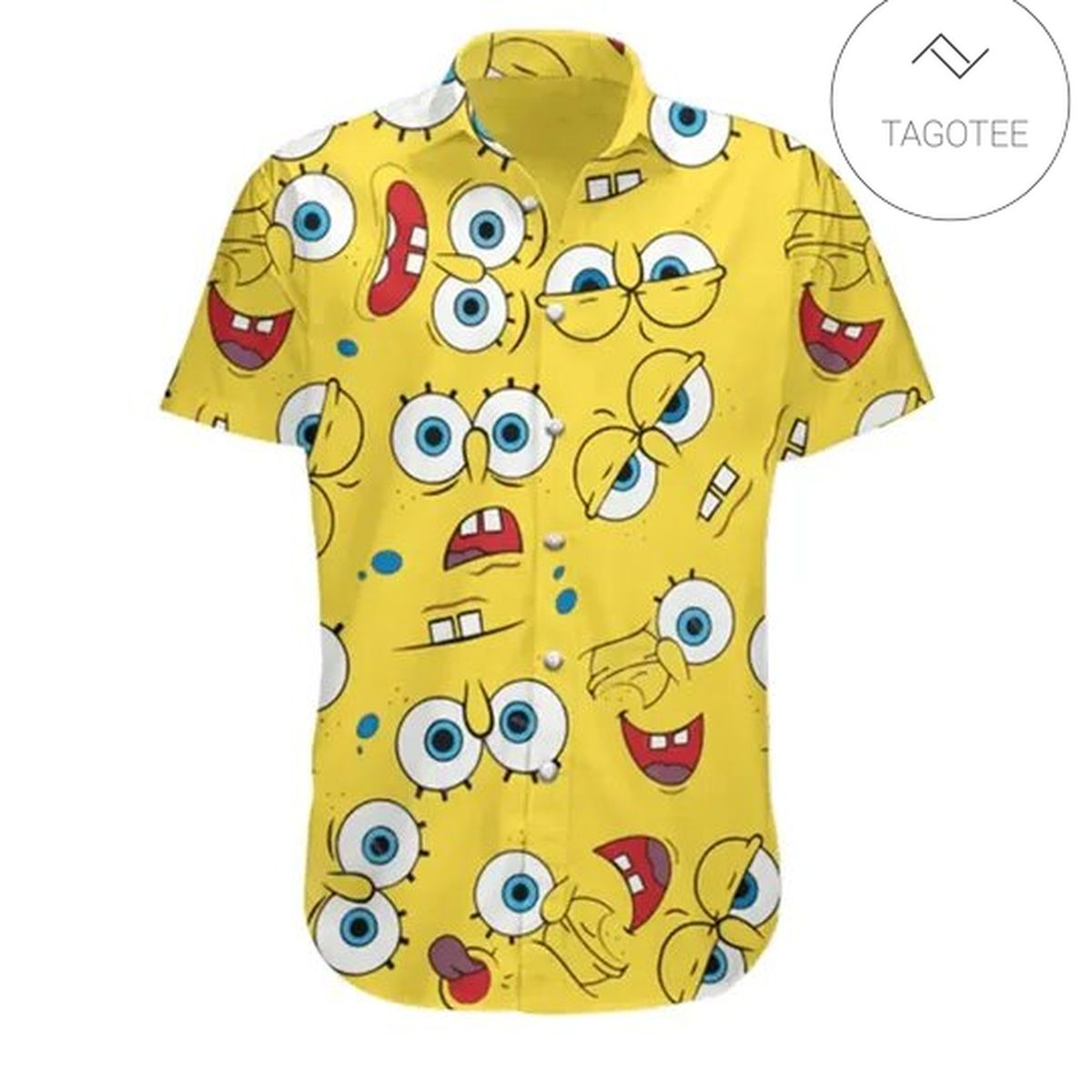 Spongebob Hawaiian Shirt Spongebob Squarepants Faces Pattern Yellow Hawaii Aloha Shirt