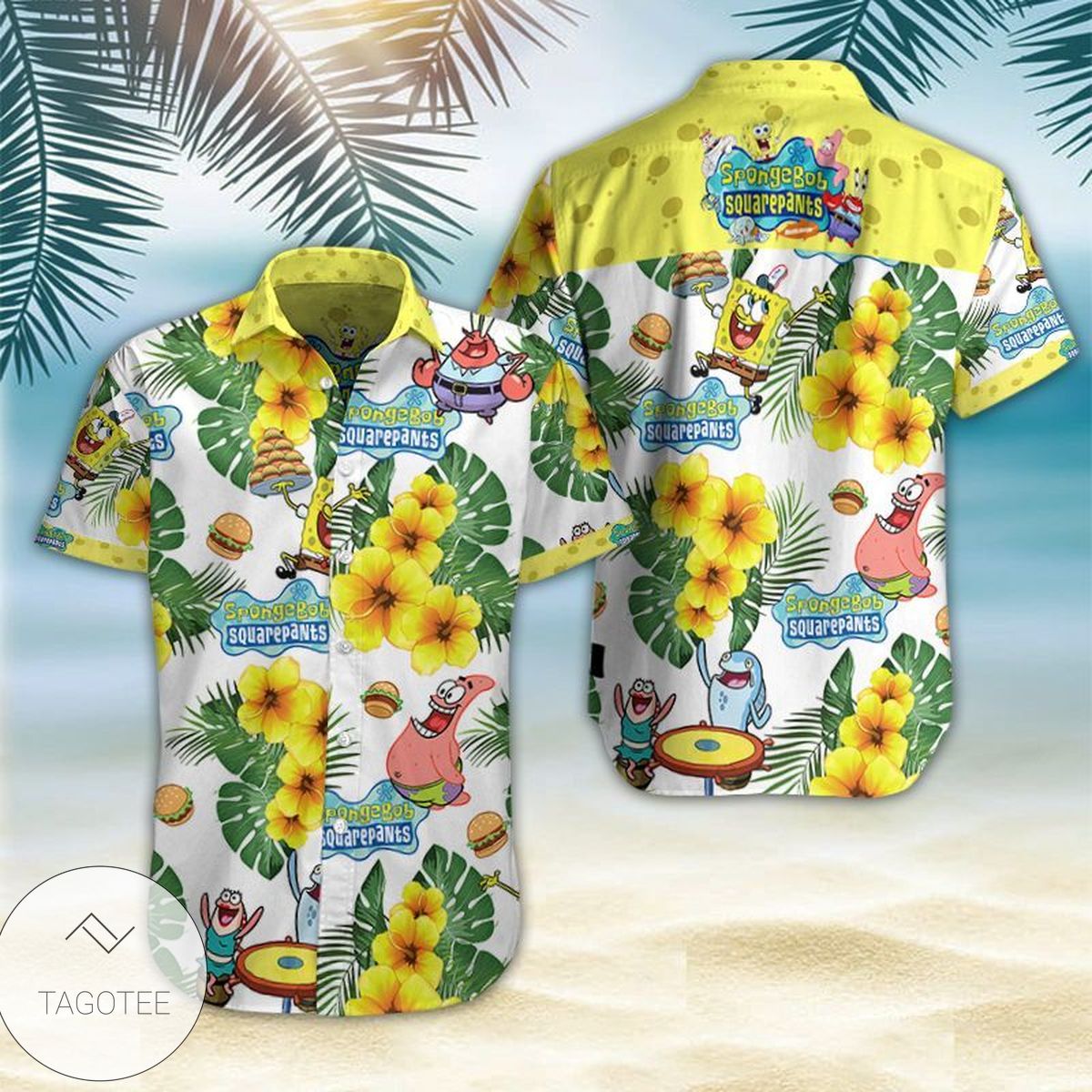 Spongebob Squarepants Graphic Print Short Sleeve Hawaiian Casual Shirt