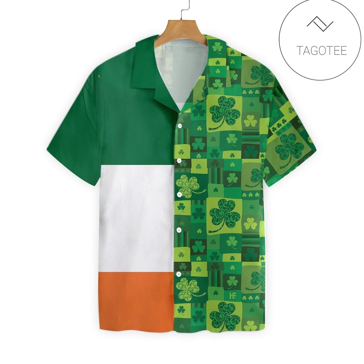 St Patrick’s Day Hawaii Shirt Ireland Four Leaf Clover Pattern Aloha Shirt St Patrick’s Day Shirt