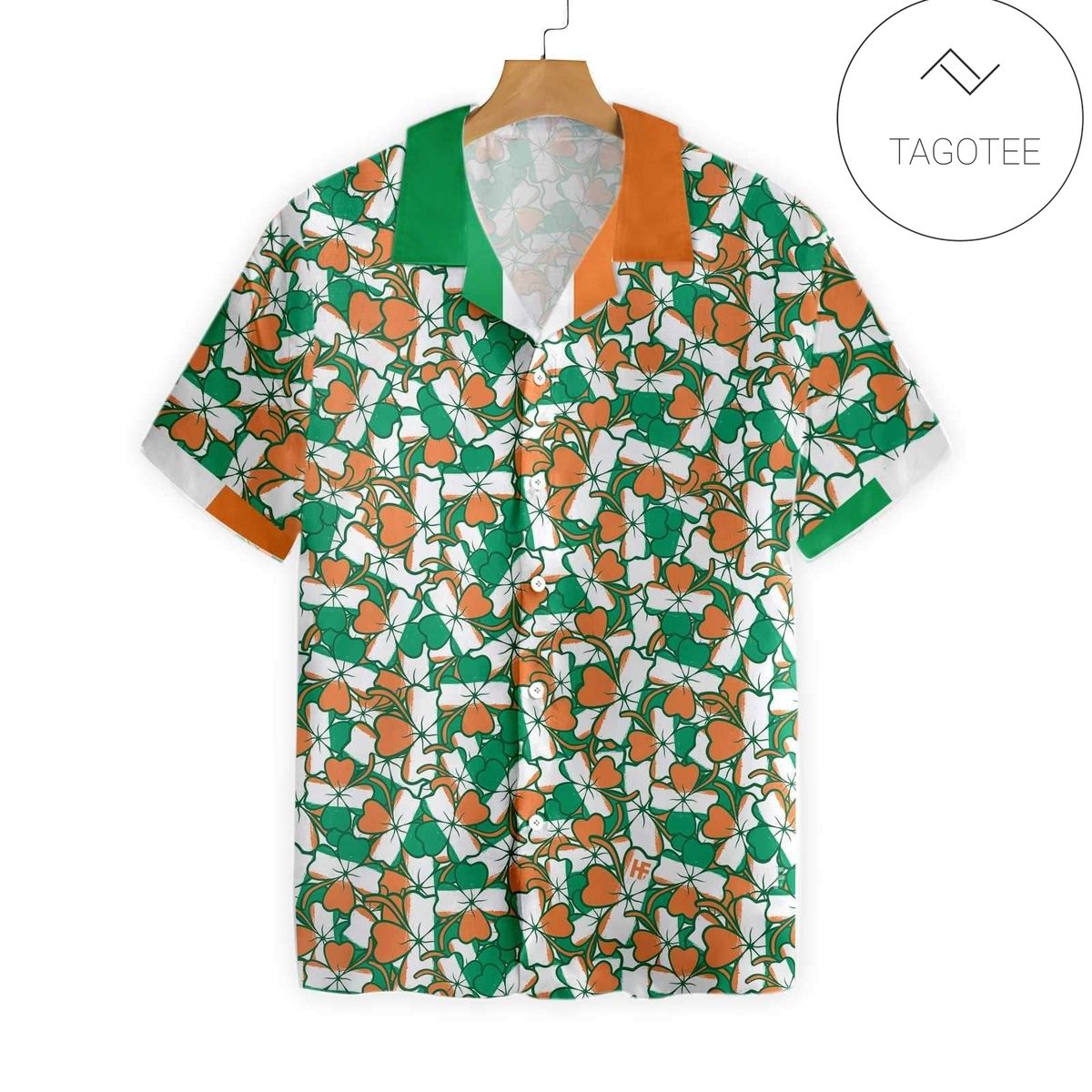 St Patrick’s Day Hawaii Shirt Ireland Flag Four Leaf Clover Pattern Aloha Shirt St Patrick’s Day Shirt