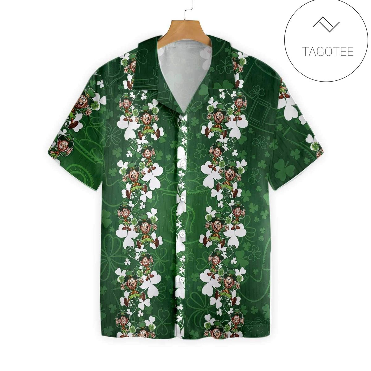 St Patrick’s Day Hawaii Shirt Lucky Four Leaf Clover Pattern Aloha Shirt St Patrick’s Day Shirt