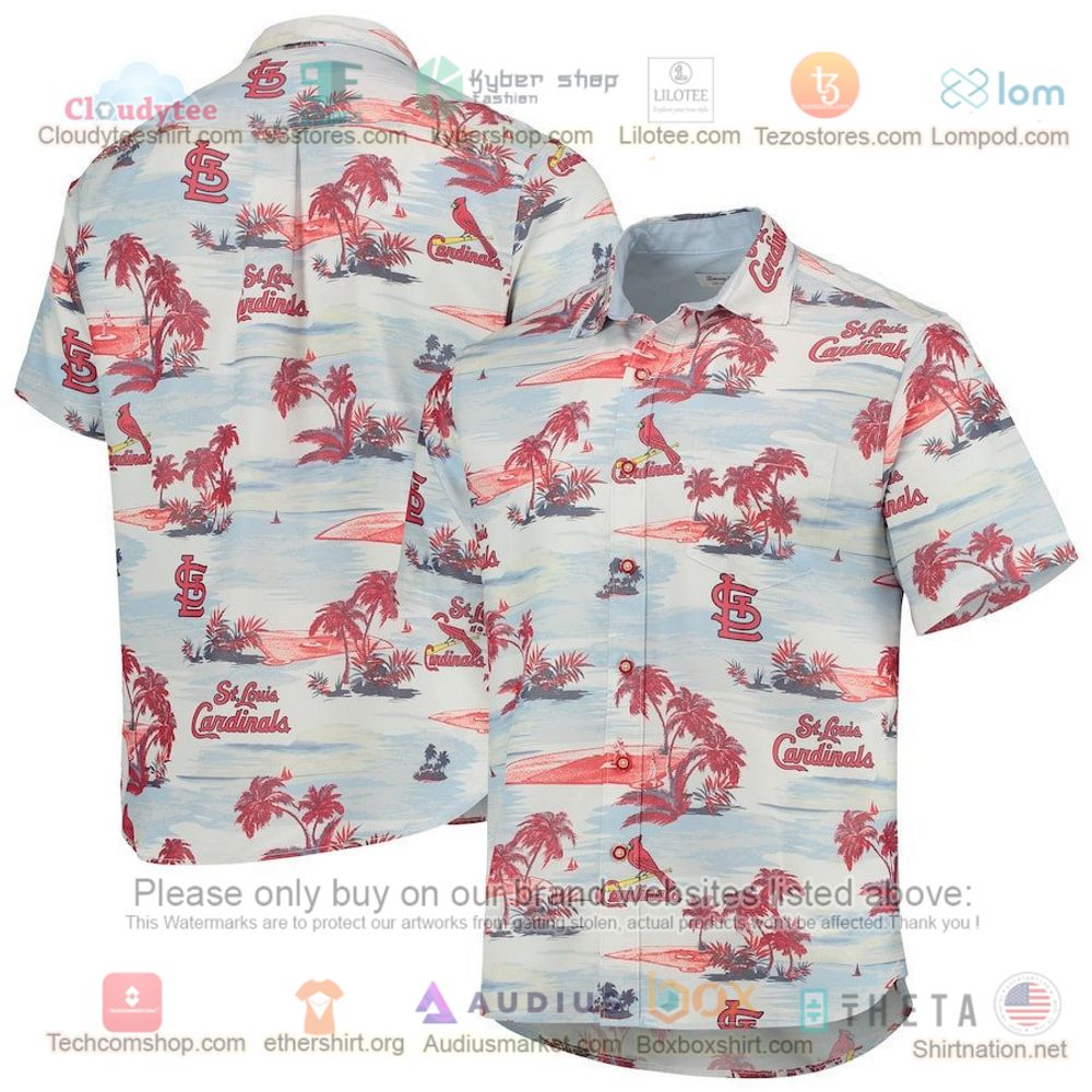 St. Louis Cardinals FOCO Floral Linen Red Hawaiian Shirt