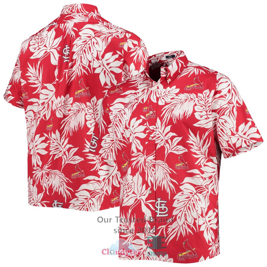 St. Louis Cardinals All Over Logos Red Hawaiian Shirt