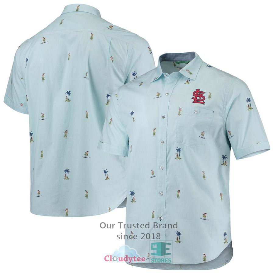 St. Louis Cardinals Tommy Bahama Hula All Day Light Blue Hawaiian Shirt