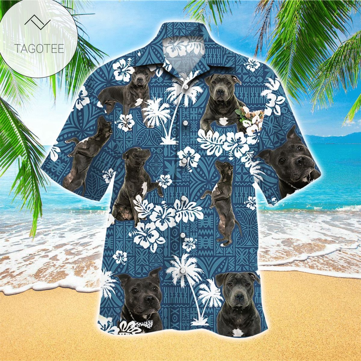 Staffordshire Bull Hawaiian Shirt Mens Hawaiian Shirt For Dog Lover