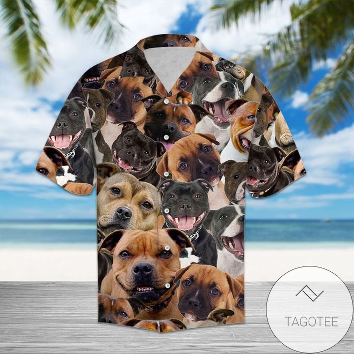 Staffordshire Bull Terrier Mens Hawaiian Shirt Staffordshire Bull Button Up Shirt