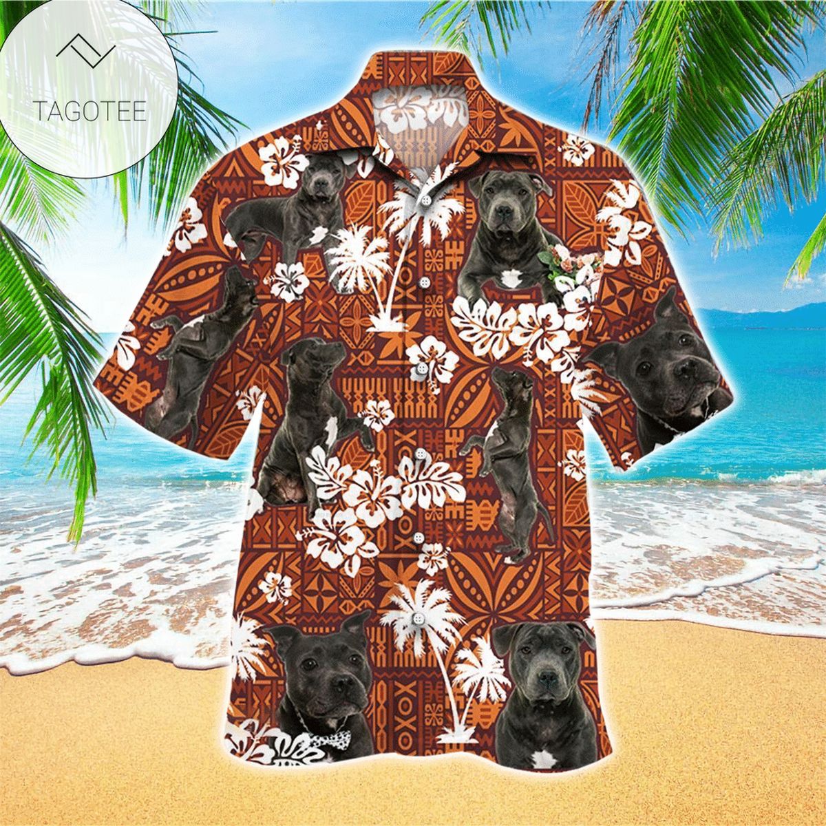 Staffordshire Bull Terrier Mens Hawaiian Shirt Staffordshire Bull Button Up Shirt