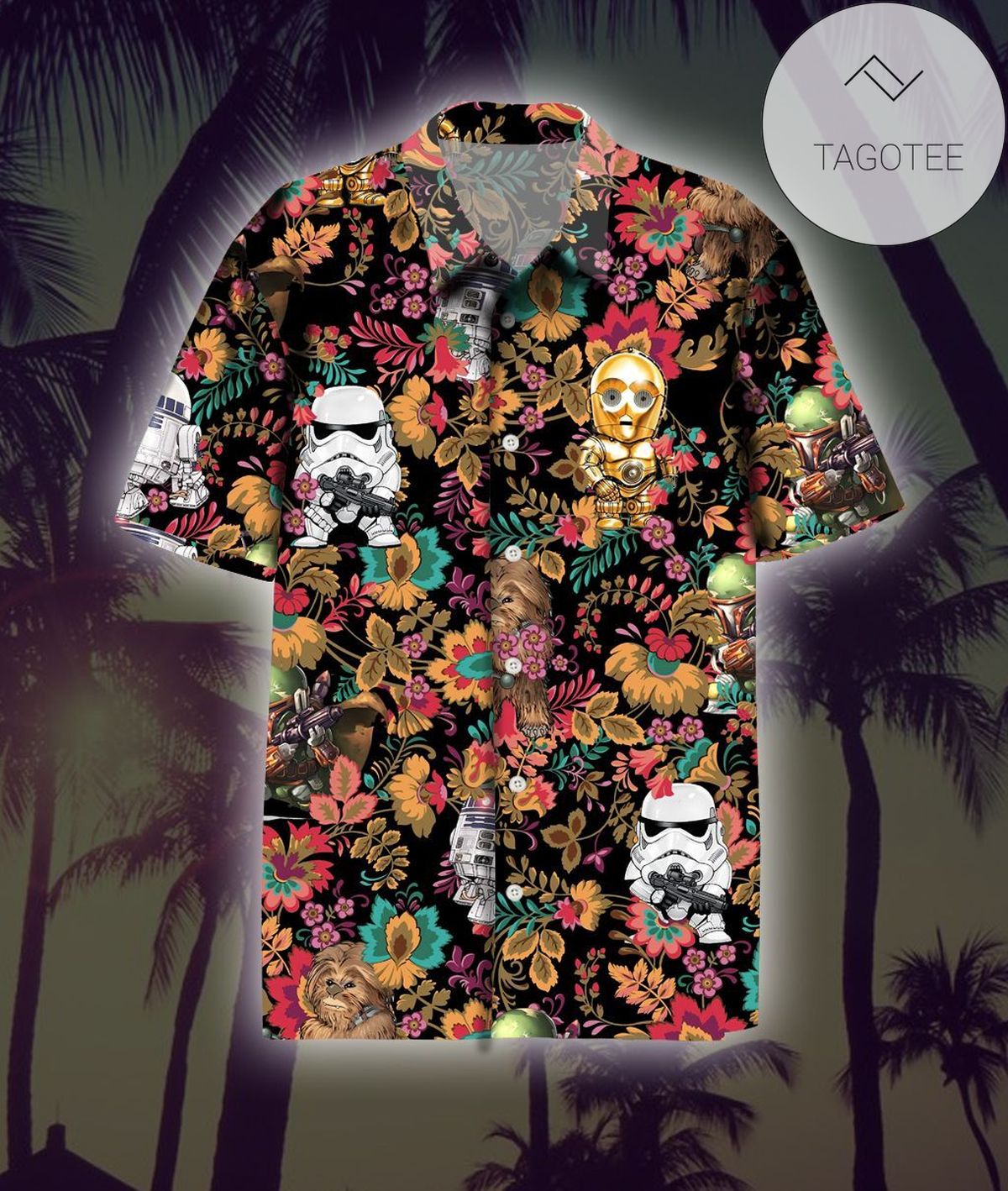 Star Wars All Over Print Summer Short Sleeve Hawaiian Beach Shirt – Gray