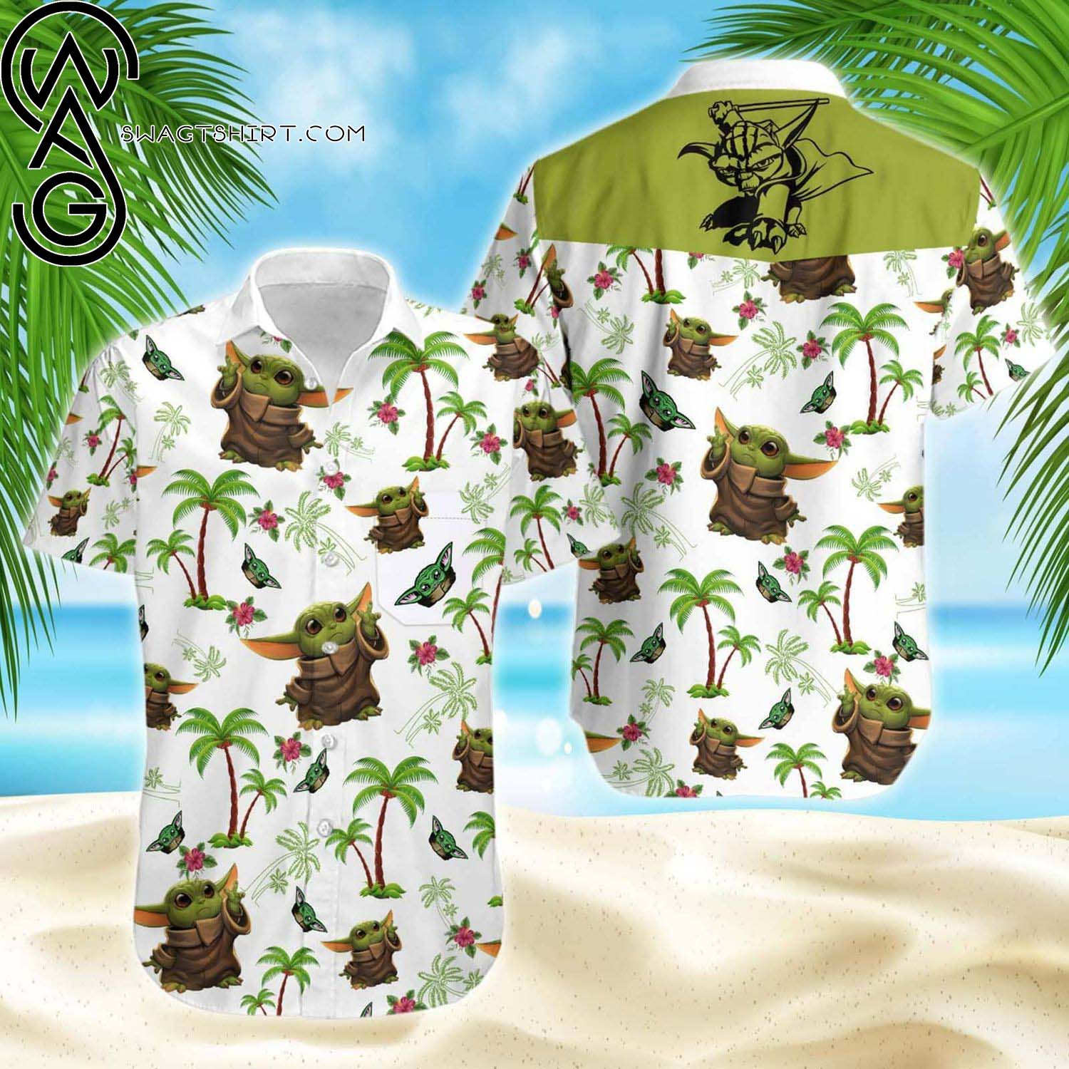 Star War Spaceship Pattern Full Printing Hawaiian Shirt And Beach Shorts