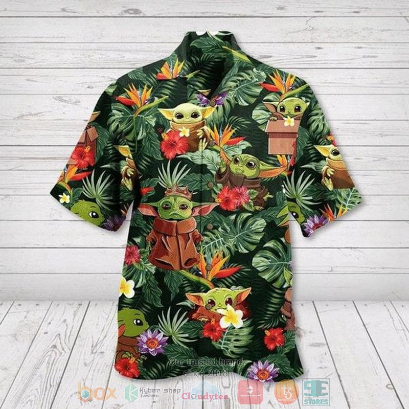 Star Wars Baby Yoda island beach Hawaiian Shirt