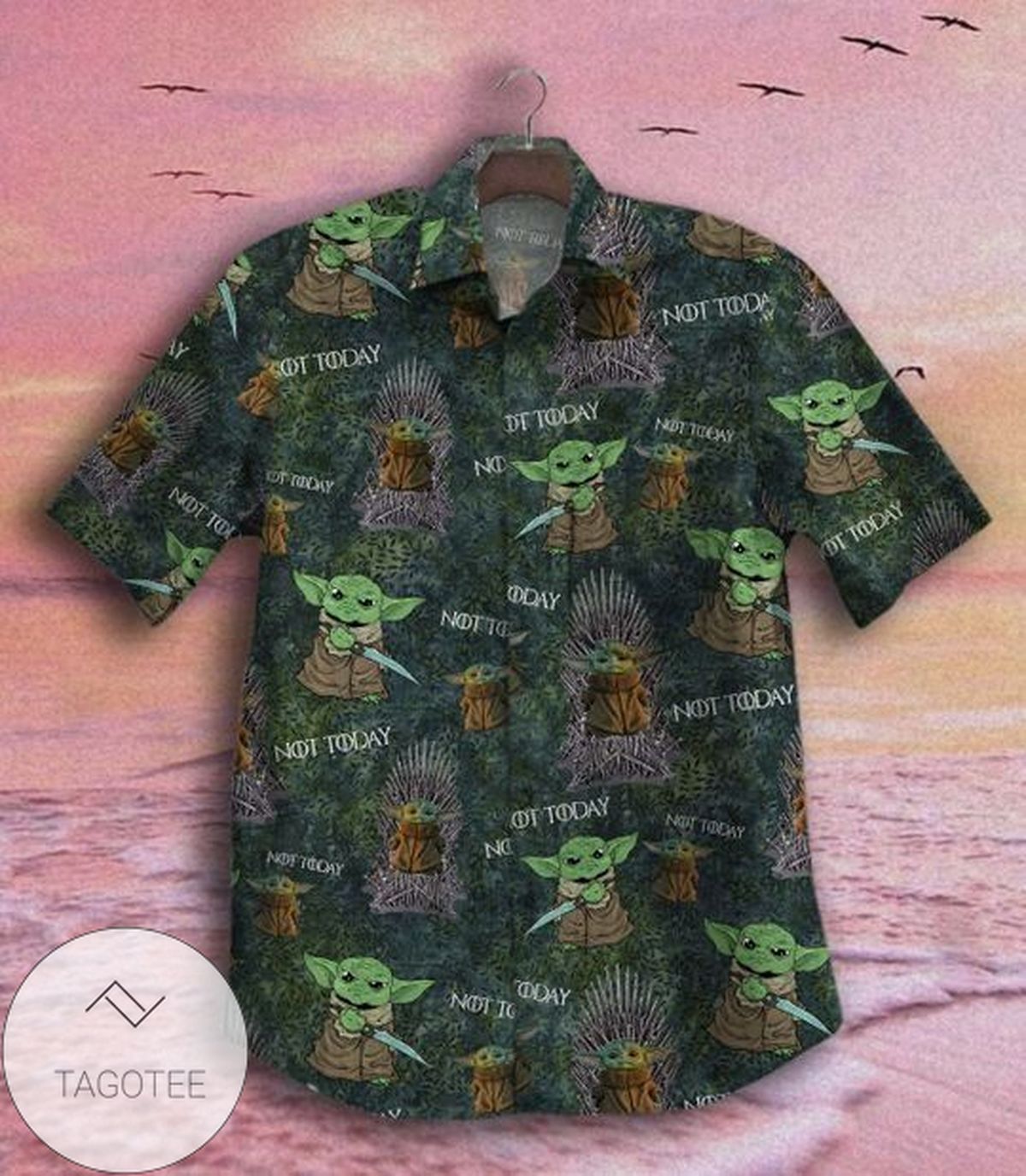 Star Wars Baby Yoda Hawaiian II Graphic Print Short Sleeve Hawaiian Casual Shirt