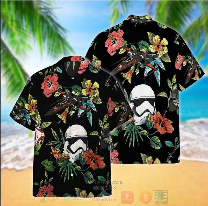 Star Wars Blue Flower Pattern Hawaiian Shirt