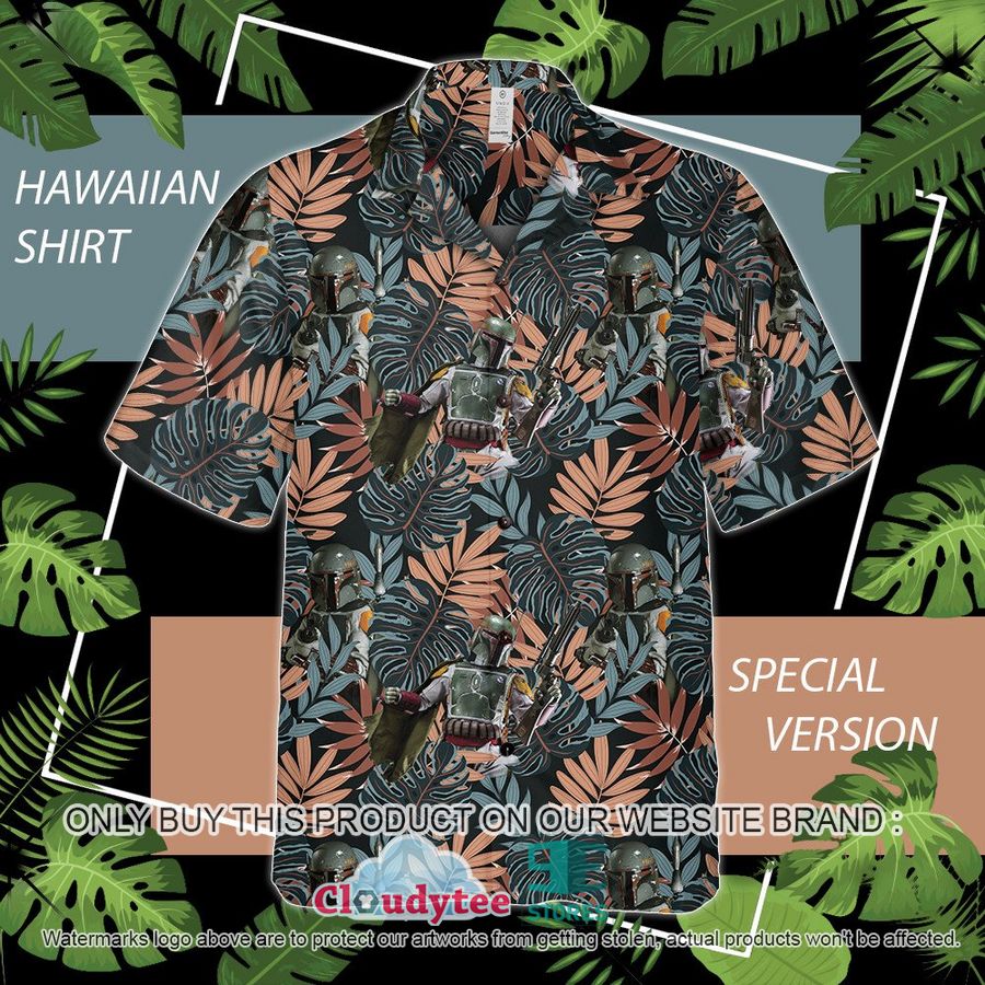 Star Wars Boba Fett tropical leafs Green Hawaiian Shirt