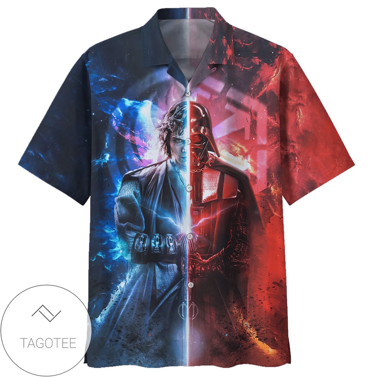 Star Wars Dark Side Rising Hawaiian Graphic Print Short Sleeve Hawaiian Casual Shirt