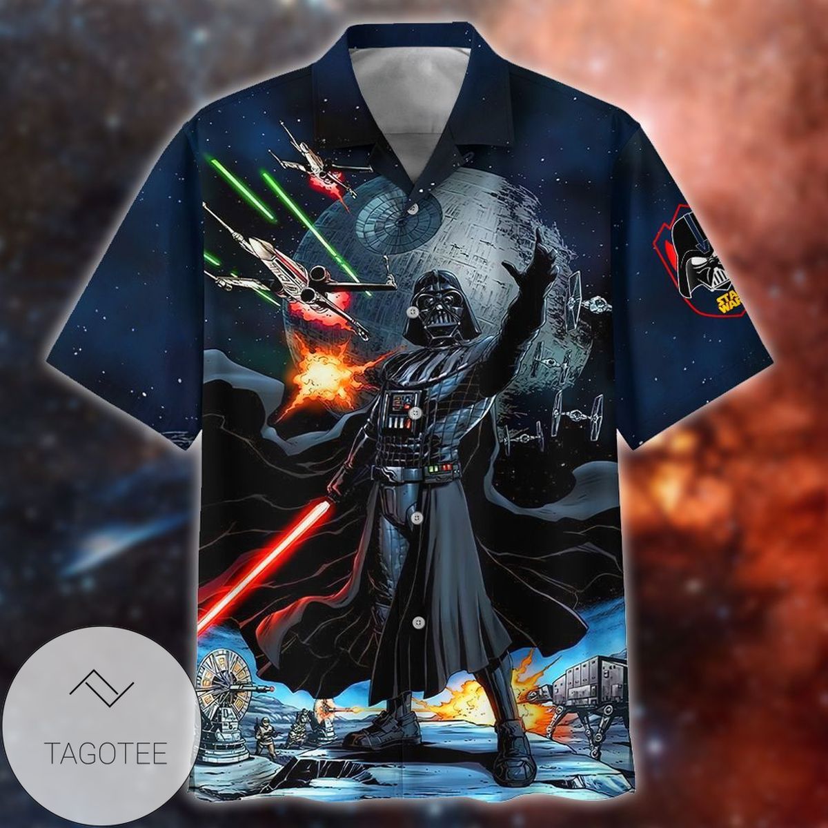 Star Wars Darth Vader 01 Hawaiian Graphic Print Short Sleeve Hawaiian Casual Shirt