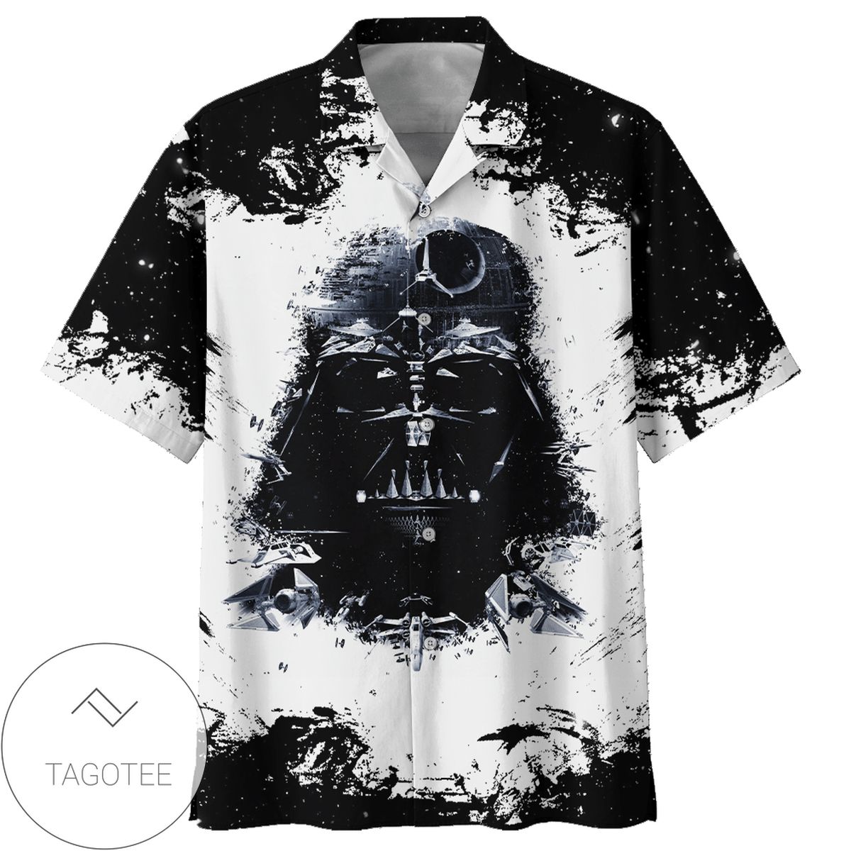 Star Wars Darth Vader American Flag Hawaiian Graphic Print Short Sleeve Hawaiian Casual Shirt