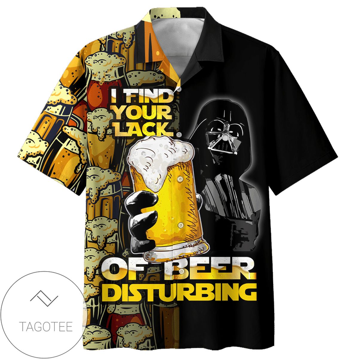 Star Wars Darth Vader I Find Your Lack Of Beer Disturbing 02 Hawaiian Graphic Print Short Sleeve Hawaiian Casual Shirt