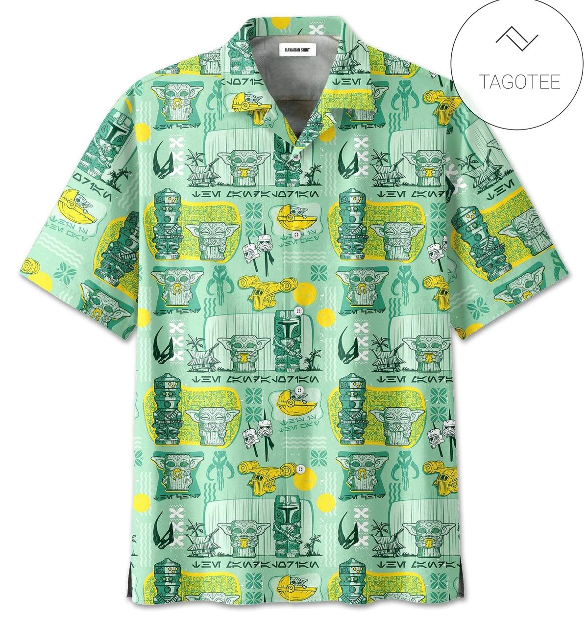 Star Wars Hawaii Shirt Baby Yoda Grogu Cute Tropical Pattern Green Hawaiian Shirt Aloha Shirt