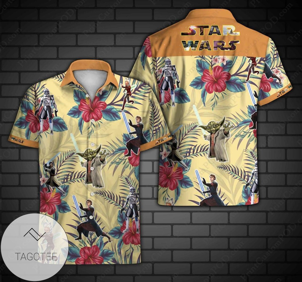 Star Wars Hawaiian Graphic Print Short Sleeve Hawaiian Casual Shirt