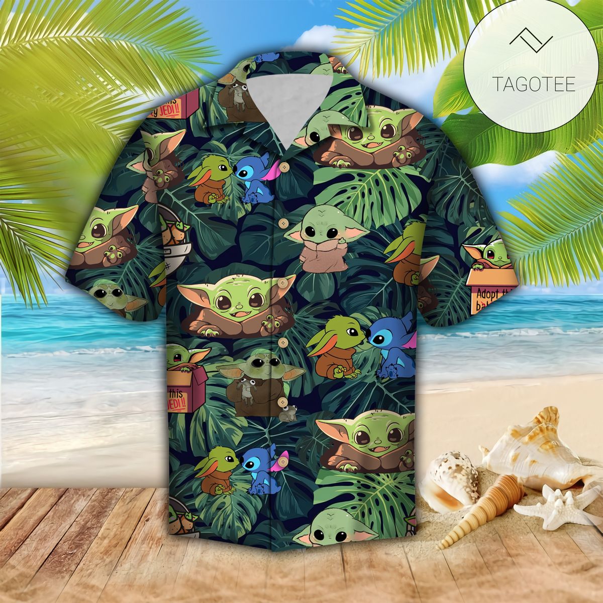 Star Wars Hawaiian Shirt Baby Yoda Grogu Hibiscus Flower Tropical 3d Green Hawaii Aloha Shirt