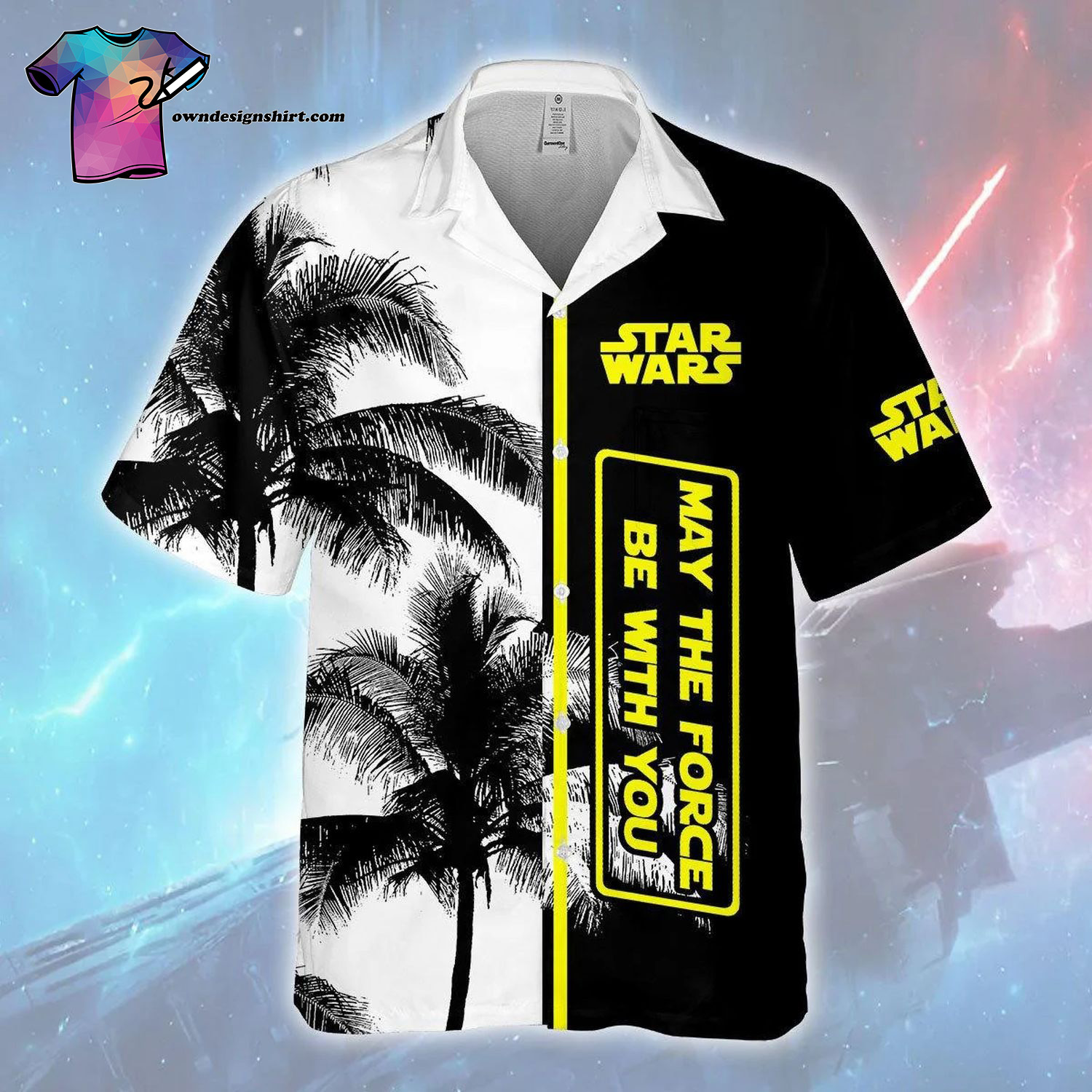 Star Wars Blue Flower Pattern Full Printing Hawaiian Shirt