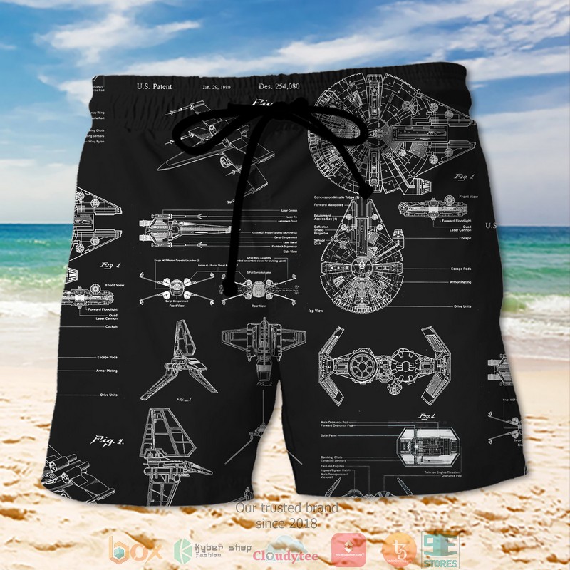 Star Wars Space Ship Black Hawaiian 3D Shirt