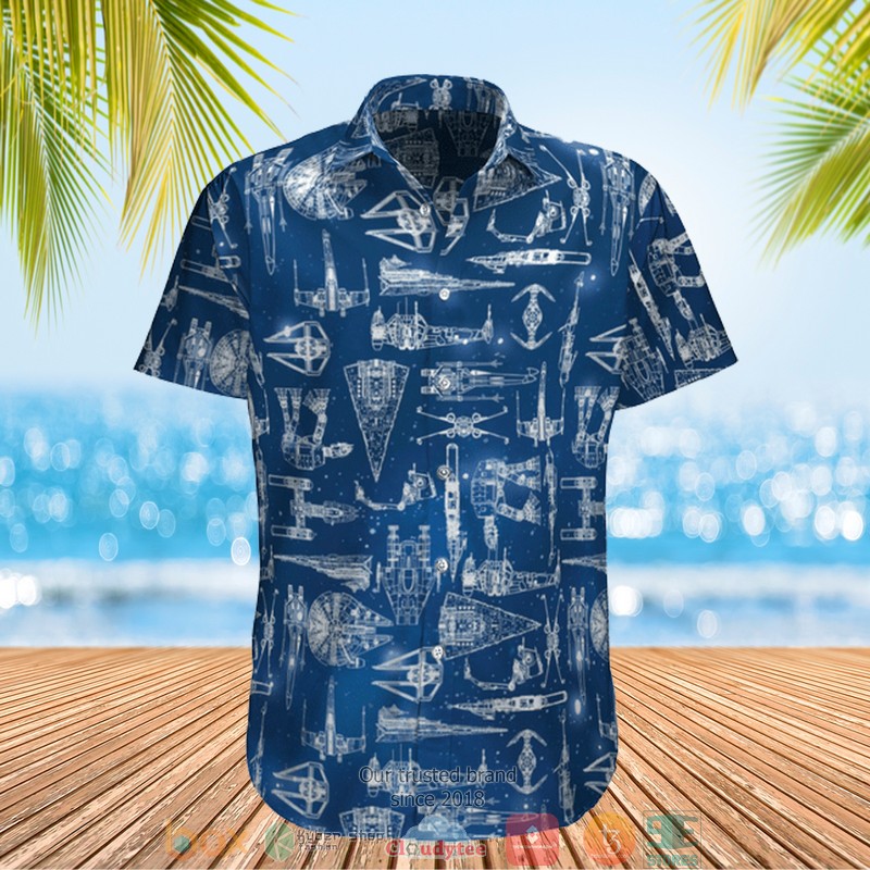 Star Wars Starship Black Hawaiian 3D Shirt